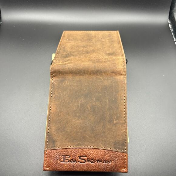 Ben Sherman Embossed Mens Brown Genuine Leather Bifold Wallet NIB - Picture 8 of 14